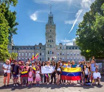 Protests opposing Venezuelan Bolivarian Revolution in Colline parlementaire de Québec, Québec city, Canada photo