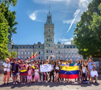Protests opposing Venezuelan Bolivarian Revolution in Colline parlementaire de Québec, Québec city, Canada