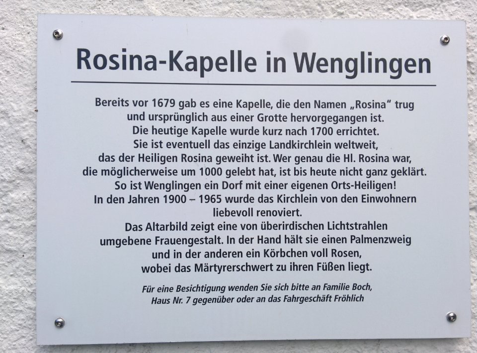 Rosinakapelle Wenglingen Infotafel