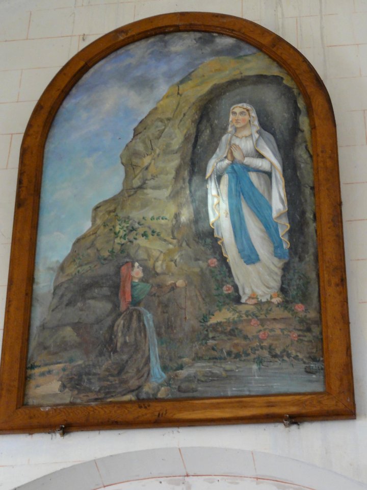 Riville (Seine-Mar.) église, peinture (03) grotte de Lourdes