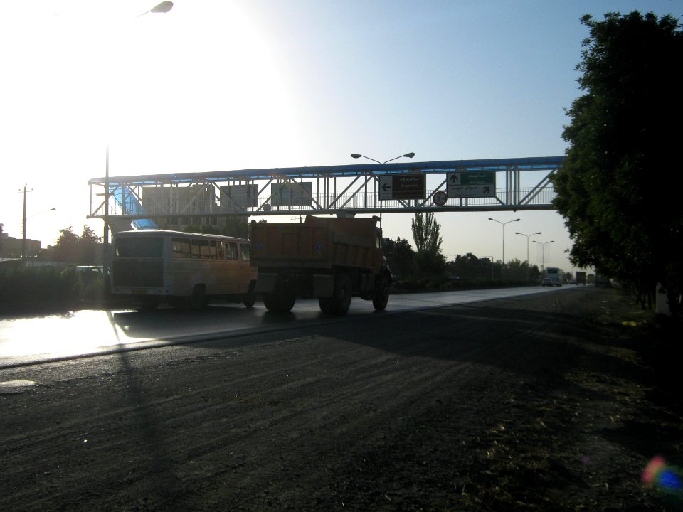Road 44 East of Iran - through city of Nishapur - Morning - skyway 01