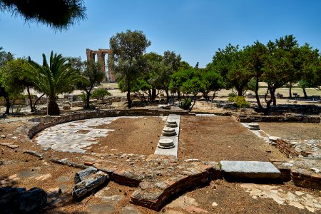 Remains of the Roman baths at the archaeological site of the Temple of Olympian Zeus on July 2, 2020