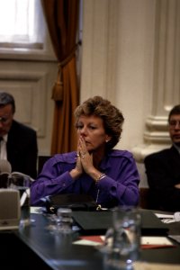 Regeringsverklaring Kabinet Lubbers II minister Smit Kroes , close, Bestanddeelnr 253-8980