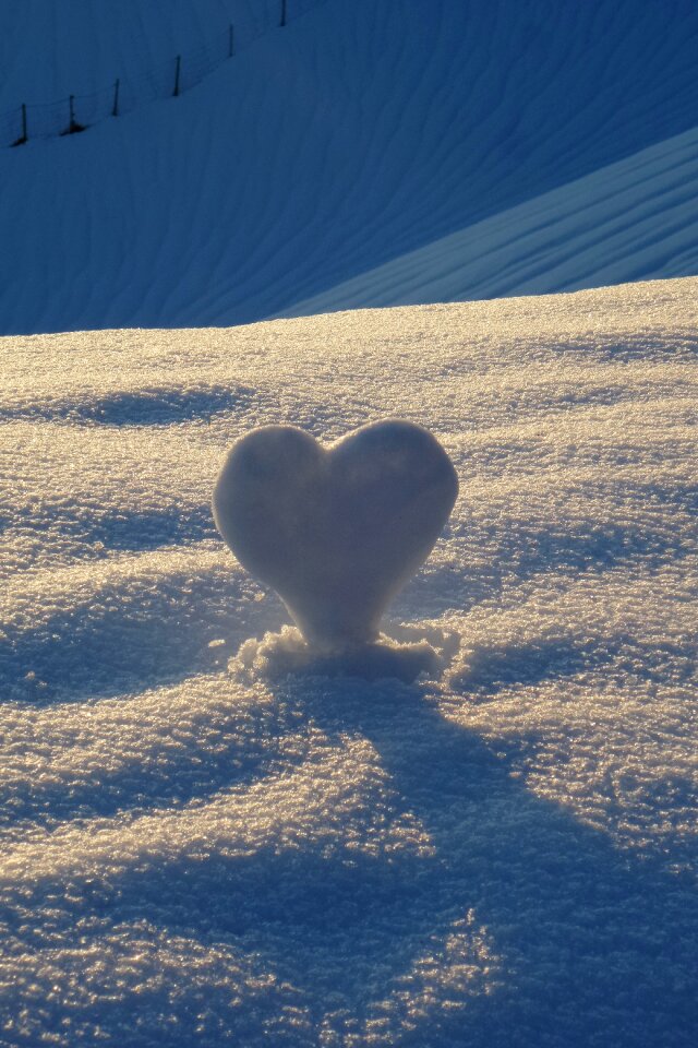 Snow heart blue wintry