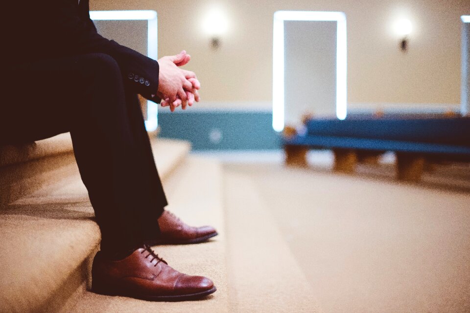 Pants leather shoes