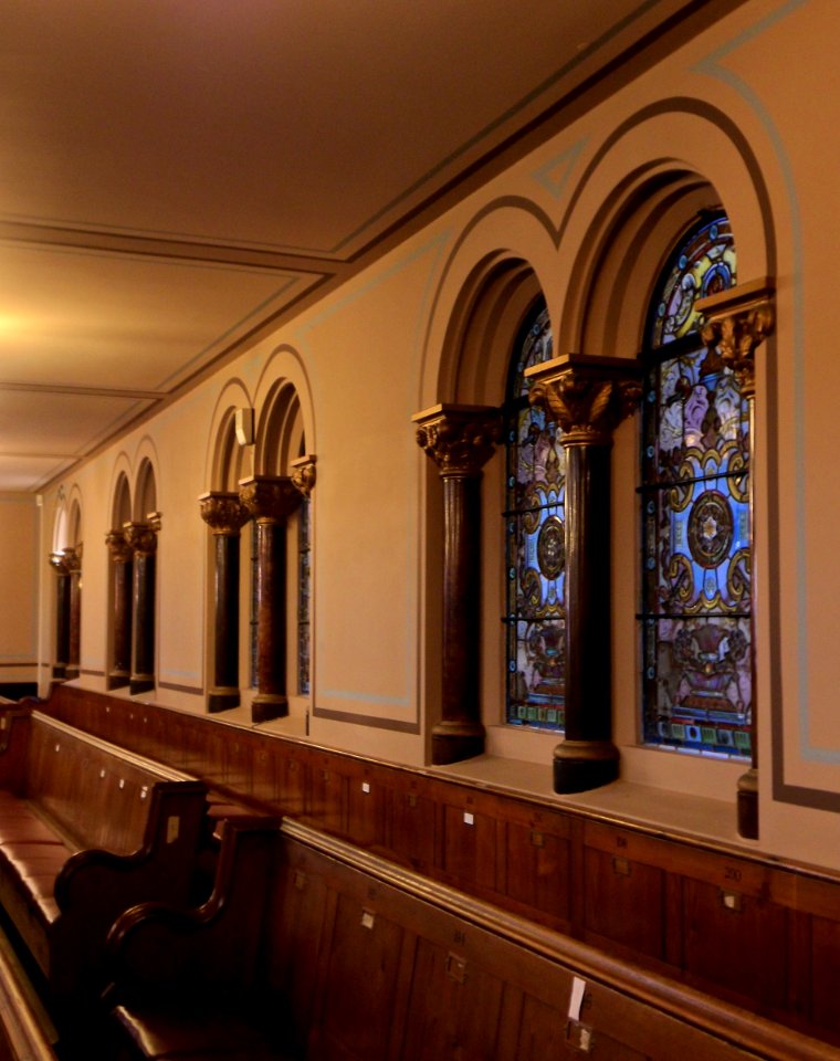 Middle Street Synagogue, Brighton (May 2013) - Stained Glass Windows along East Wall