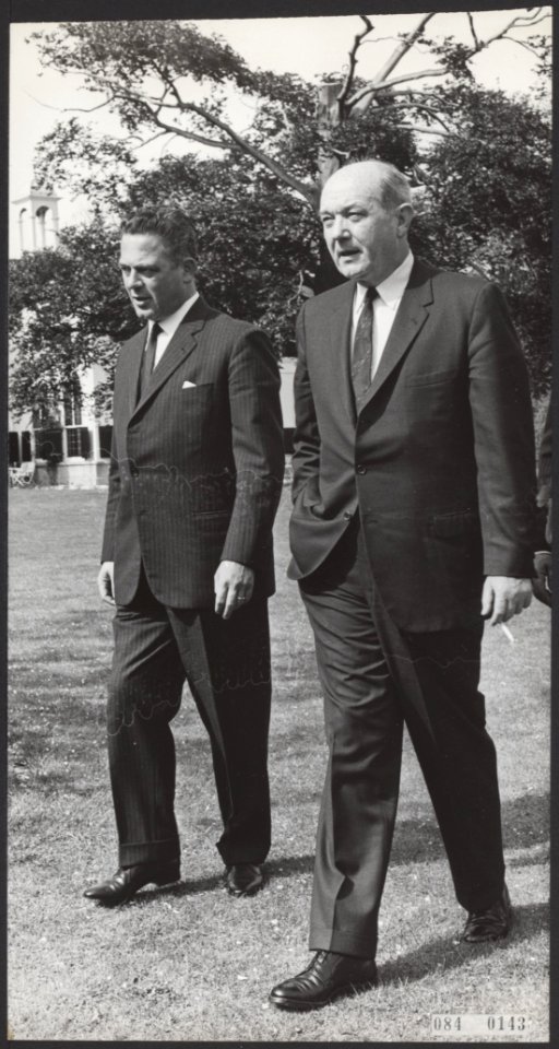 Minister-presidenten, ontvangsten, ministers, Marijnen, Victor, Amerika, Bestanddeelnr 084-0143