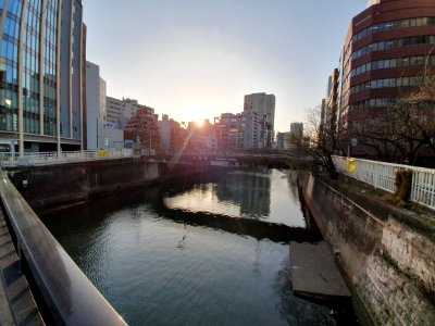 Meguro river in Gotanda photo