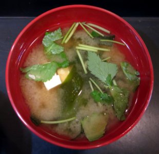 Miso soup overhead photo