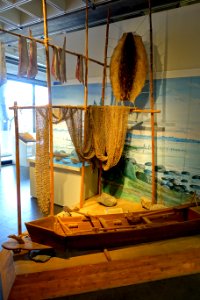 Model boat, half scale, Nivkh people, with nets - Naturhistorisches Museum Nürnberg - Nuremberg, Germany - DSC04124