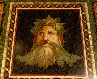 Mask of the Ocean, fragment, Roman, 3rd century AD, marble mosaic - Galleria Borghese - Rome, Italy - DSC04818