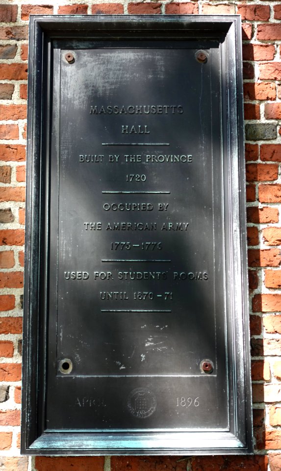 Massachusetts Hall plaque - Harvard University - DSC04676