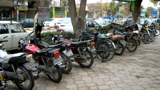 Motorcycles in Sidewalk - Nishapur 1