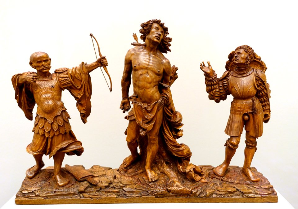 Martyrdom of St. Sebastian, by Monogrammist IP, probably Prague, c. 1525, pear wood - Bode-Museum - DSC03283