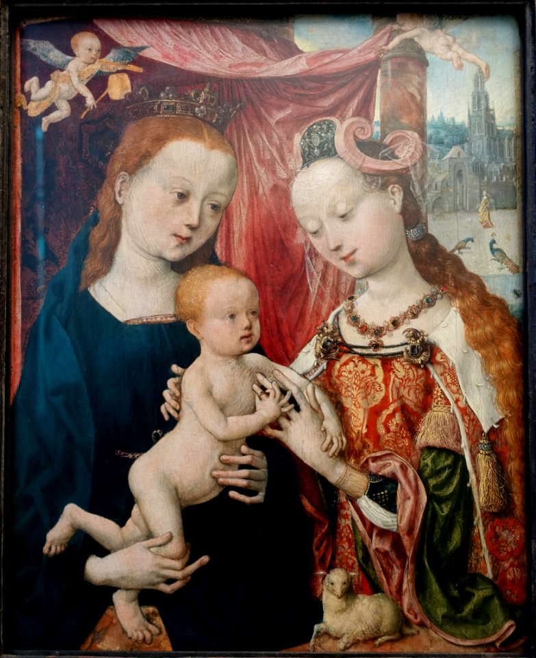 Marriage of Saint Agnes, by the Master of the Bartholomausaltars, Koln, c. 1495, paining on oak - Germanisches Nationalmuseum - Nuremberg, Germany - DSC02911