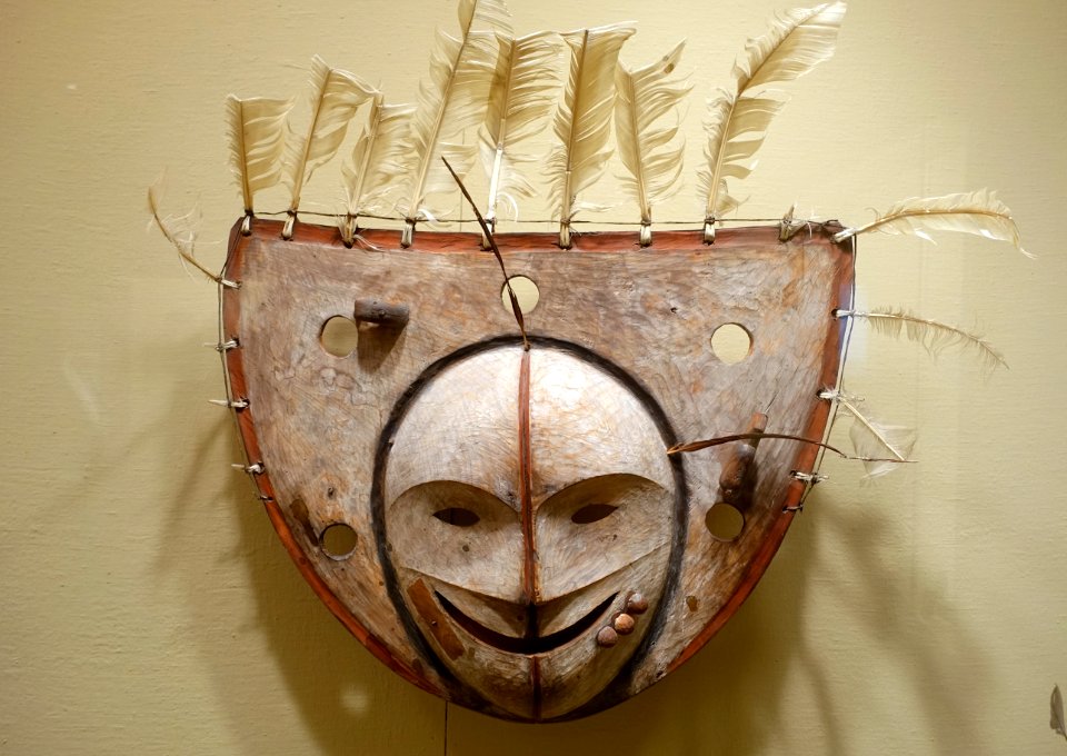Mask, Yup'ik, c. 1900, wood, feathers, paint, sinew - Portland Art Museum - Portland, Oregon - DSC09122