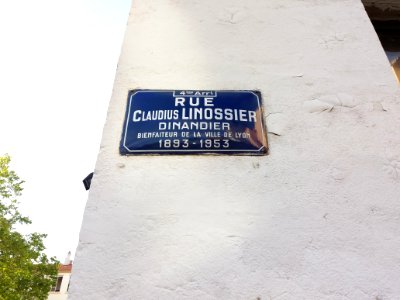 Lyon 4e - Rue Claudius Linossier, plaque