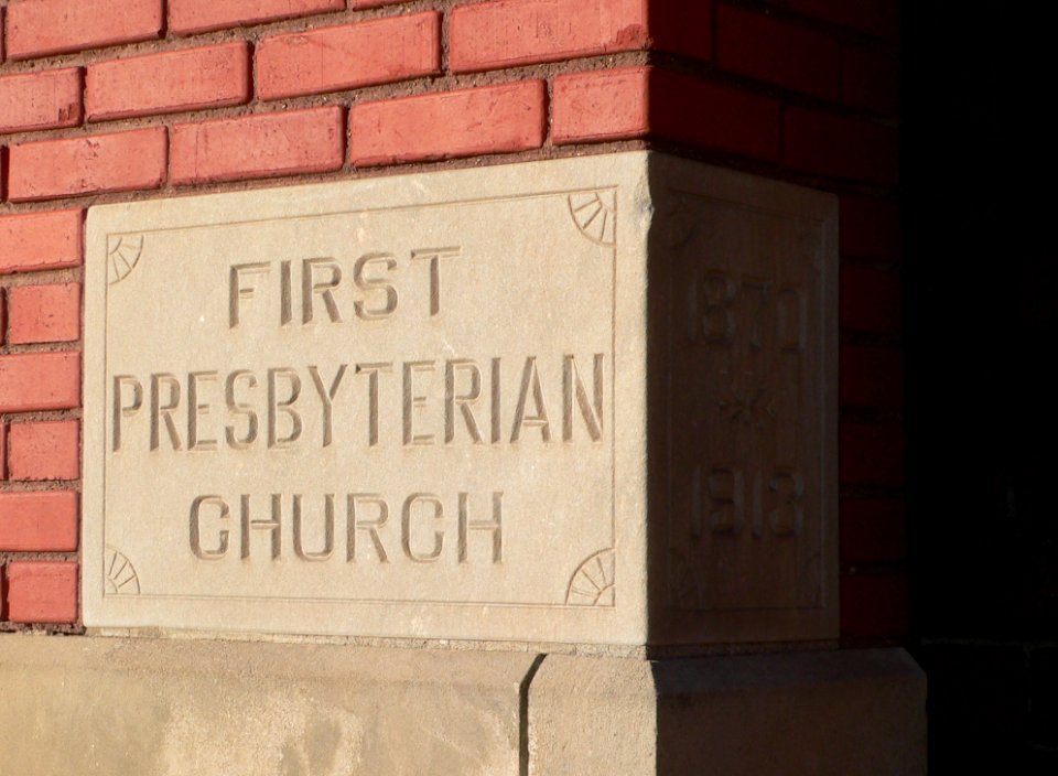 Madison, Nebraska First Presbyterian cornerstone