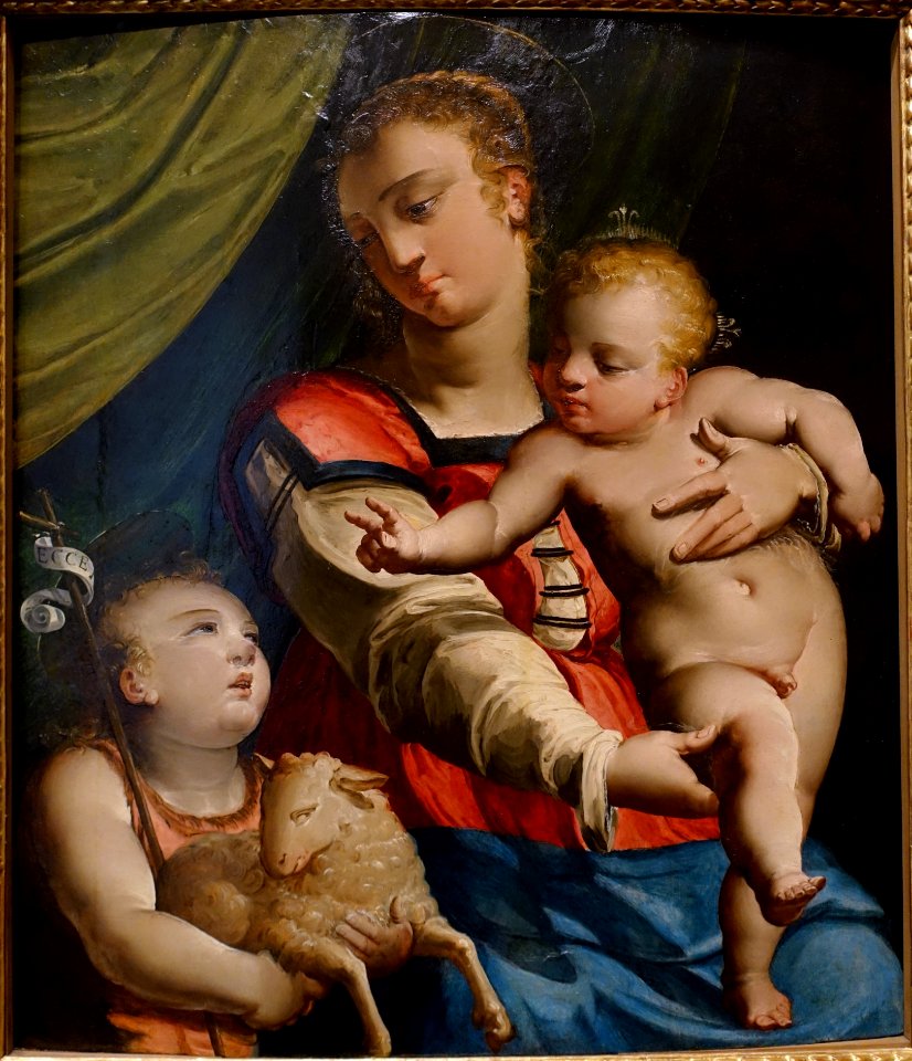 Madonna and Child with the Young Saint John the Baptist, by Luca Cambiaso, Genoa, c. 1550, oil on wood panel - Blanton Museum of Art - Austin, Texas - DSC07729