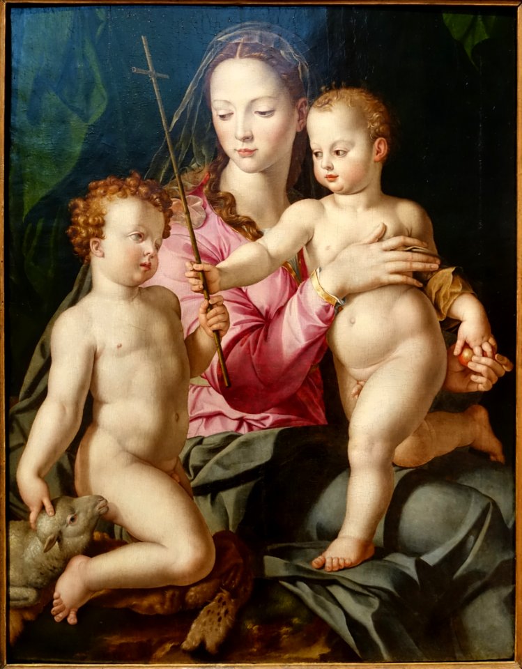 Madonna and Child with the Infant St. John, by a follower of Agnolo Bronzino, 1540-1560, oil on wood - Portland Art Museum - Portland, Oregon - DSC09046