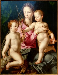 Madonna and Child with the Infant St. John, by a follower of Agnolo Bronzino, 1540-1560, oil on wood - Portland Art Museum - Portland, Oregon - DSC09046