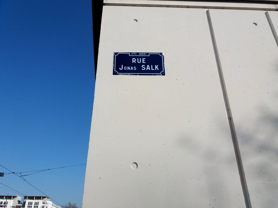 Lyon 7e - Rue Jonas Salk, plaque