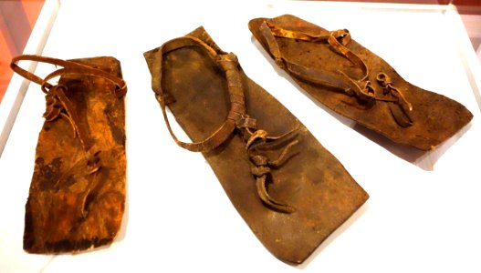Maasai sandals, 1951, rawhide - Bata Shoe Museum - DSC00368