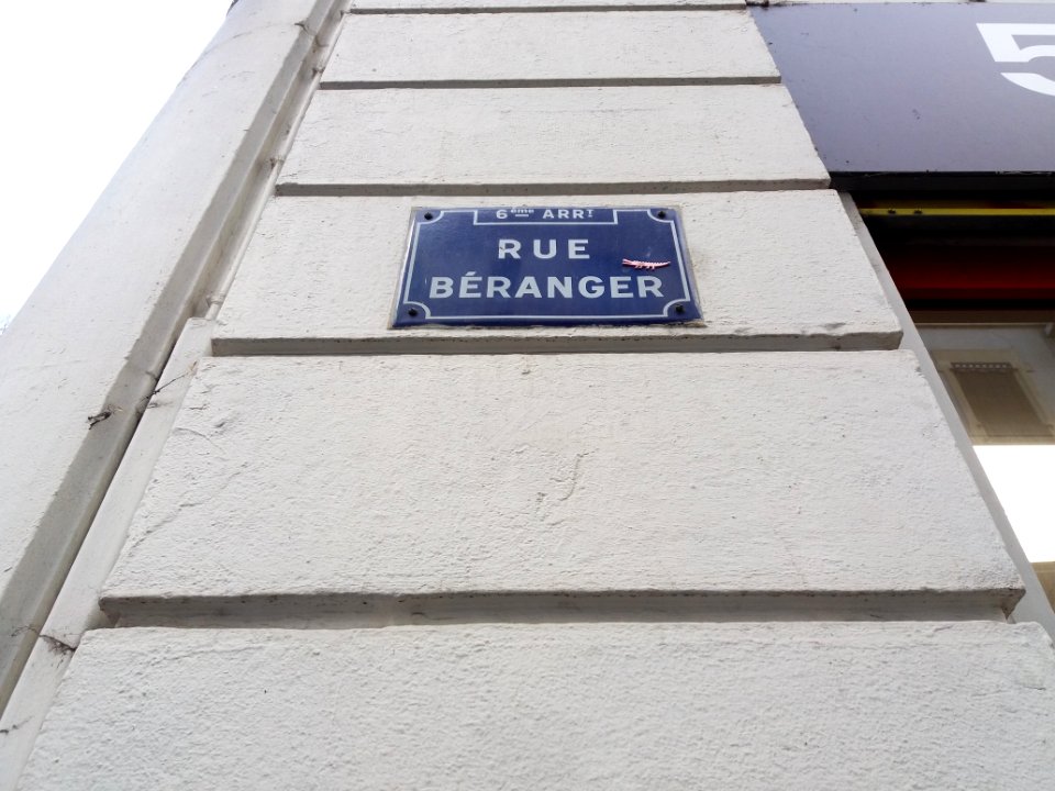 Lyon 6e - Rue Béranger, plaque