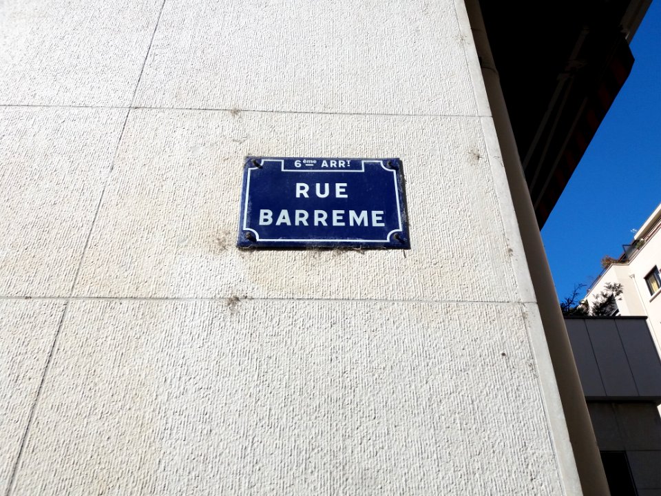 Lyon 6e - Rue Barrême, plaque