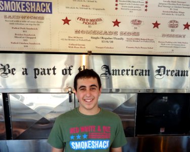 Menu board and service preparer at Red White and Que restaurant in New Jersey photo