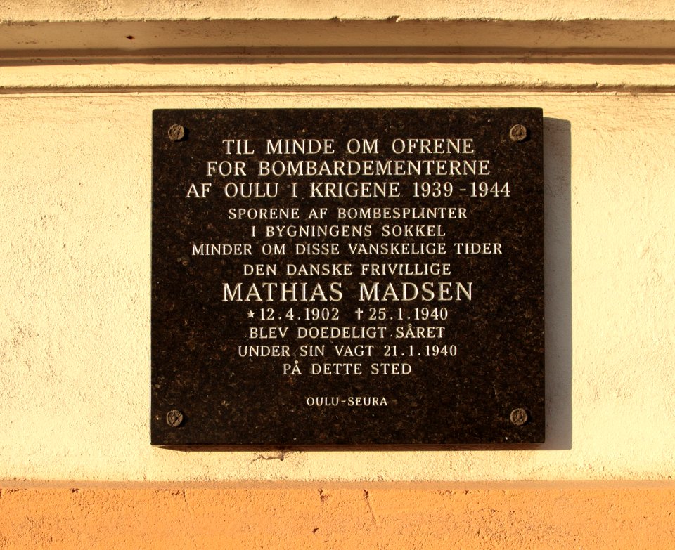 Mathias Madsen Plaque Oulu