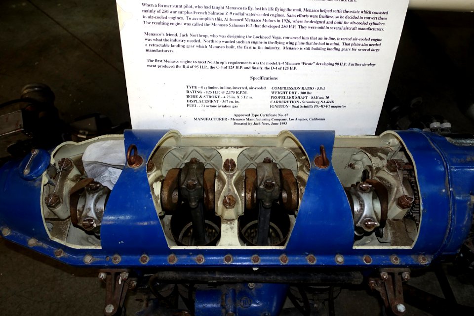 Menasco 'Super Pirate' D-4 engine, 1940 - Oregon Air and Space Museum - Eugene, Oregon - DSC09703