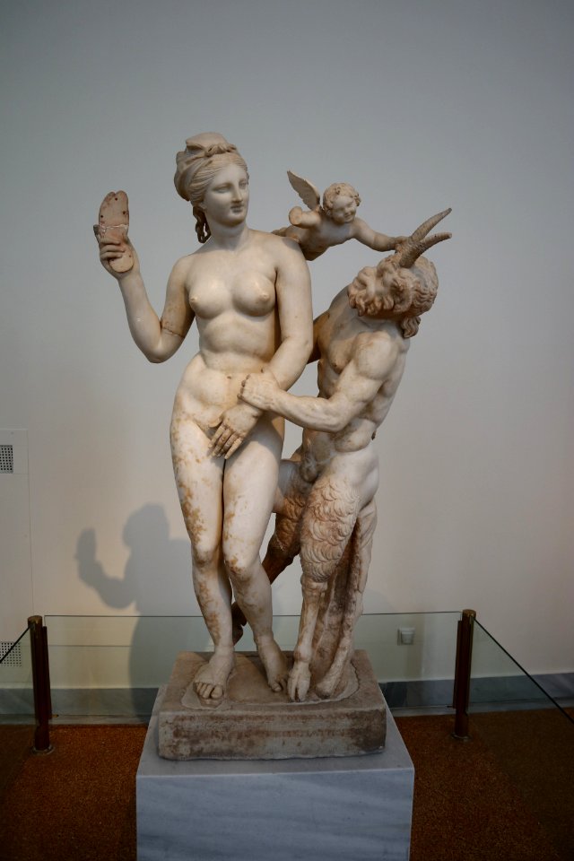 Marble group of Aphrodite with Pan and Eros from Delos. About 100 BC