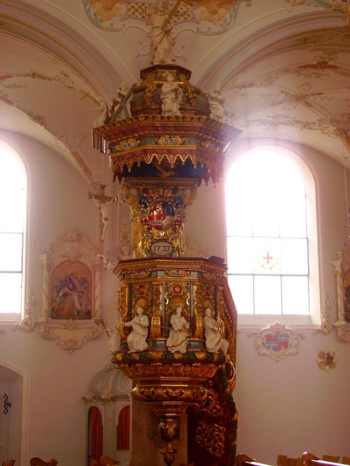 Mariastein Kloster St. Maria Basilika Innen Kanzel 3