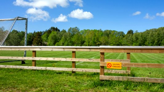 No golf playing allowed - sign at the north soccer field in Brastad