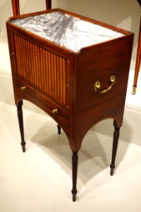 Night stand or night cabinet, attributed to John and Thomas Seymour, Boston, 1798-1807, mahogany with mahogany and maple veneers, white pine, cherry, marble, replaced brass hardware - Winterthur Museum - DSC01381 photo