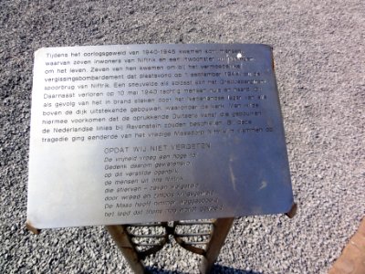 Niftrik (Wijchen) oorlogsmonumen bij dijk, plaquette