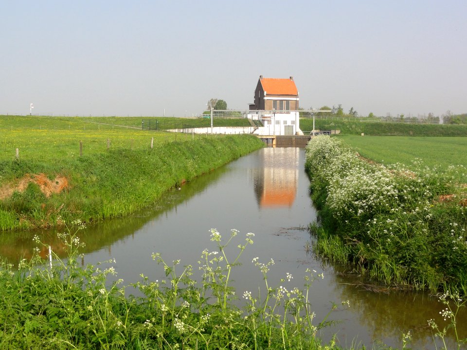 Niftrik Rijksmonument 523605 Gemaal Citters I Maasdijk 100 met reflectie