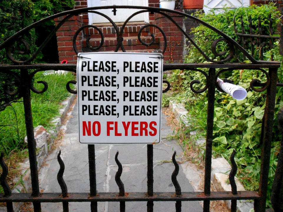 No flyers please