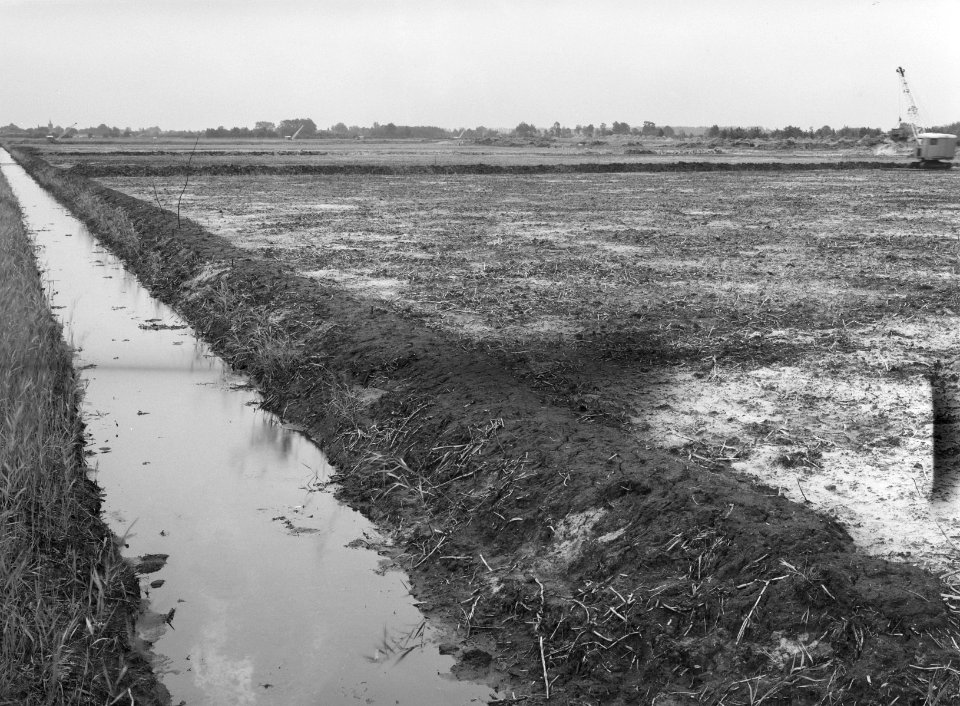 Ontginning, grondbewerking, egaliseren, bezanden, overzichten, veengebieden, 'he, Bestanddeelnr 159-0482