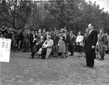 Onthulling te Best van het oorlogsmonument voor de Amerikaanse soldaat Joe Mann., Bestanddeelnr 908-0068