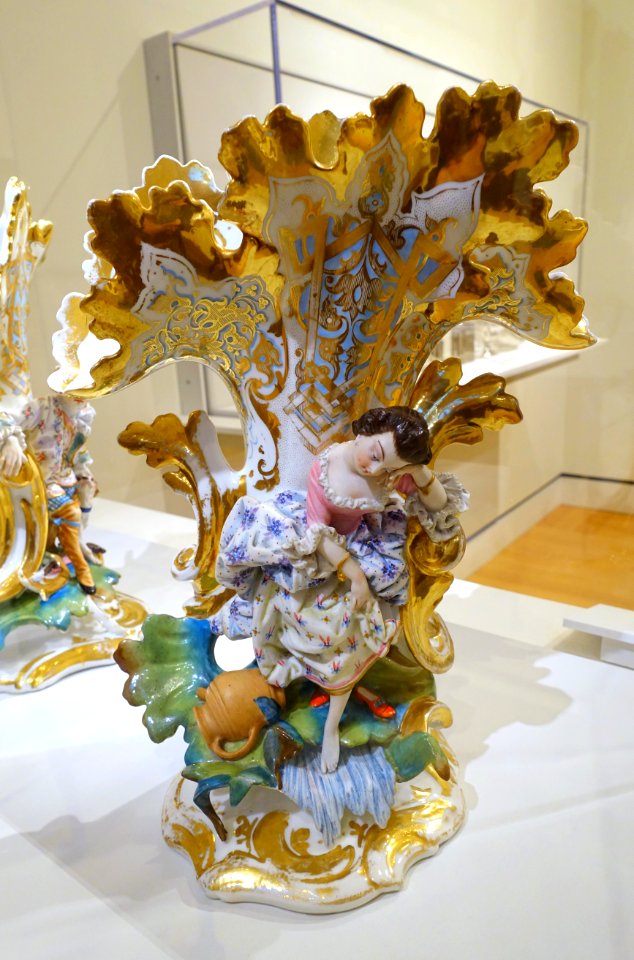 Pair of vases, Dresden, Germany, c. 1850, porcelain, 1 of 2 - Peabody Essex Museum - DSC07184