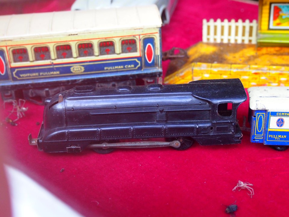 Old toy locomotive at a brocante in France