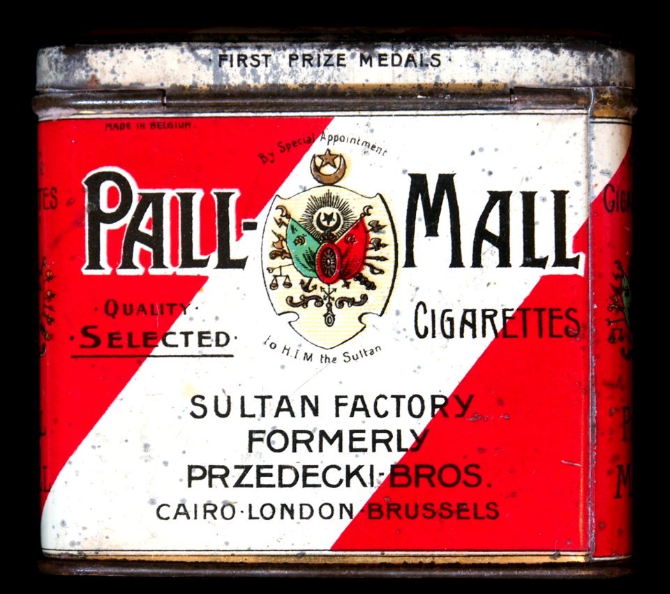 Pall-Mall red and white cigarettes tin, back