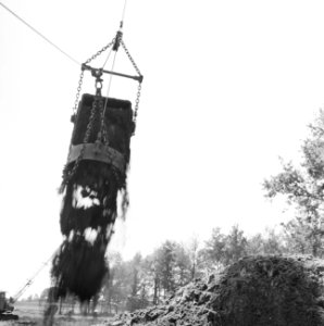 Ontginning, grondbewerking, egaliseren, bezanden, draglines, wateregge, Bestanddeelnr 159-0473