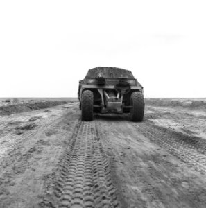 Ontginning, grondbewerking, egaliseren, bezanden, scrapers, transporten, De Wilr, Bestanddeelnr 159-0574