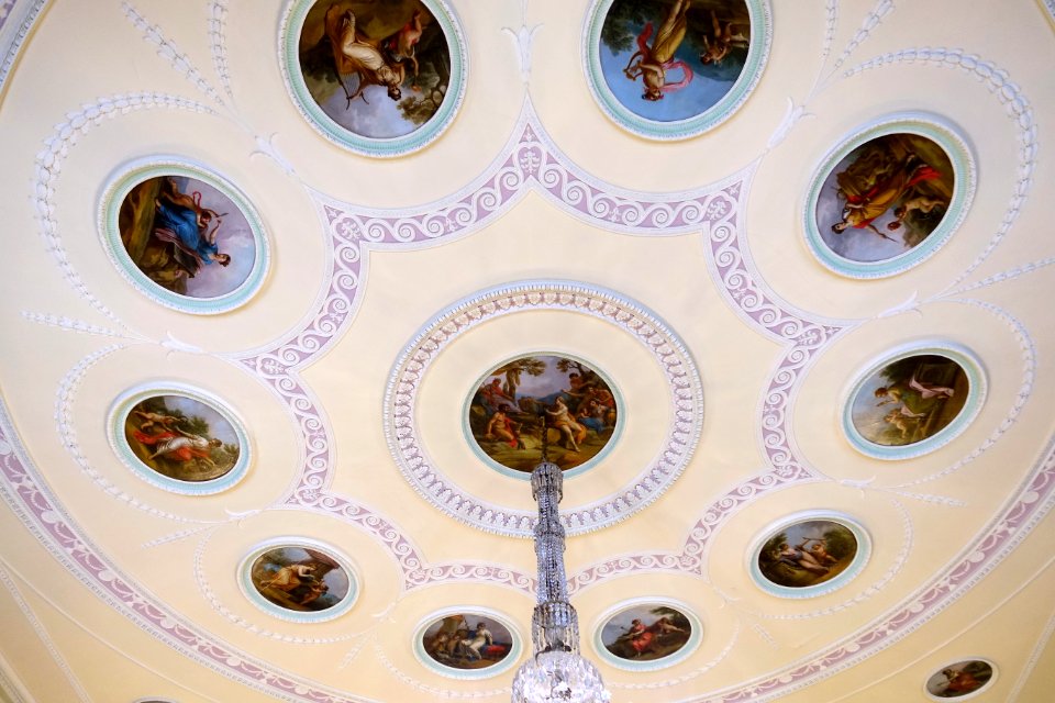 Music Room ceiling, with paintings by Angelica Kaufman - Harewood House - West Yorkshire, England - DSC02046