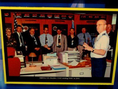 National Security Operations Center photograph, 2001, with Gen. Michael Hayden - National Cryptologic Museum - DSC07662