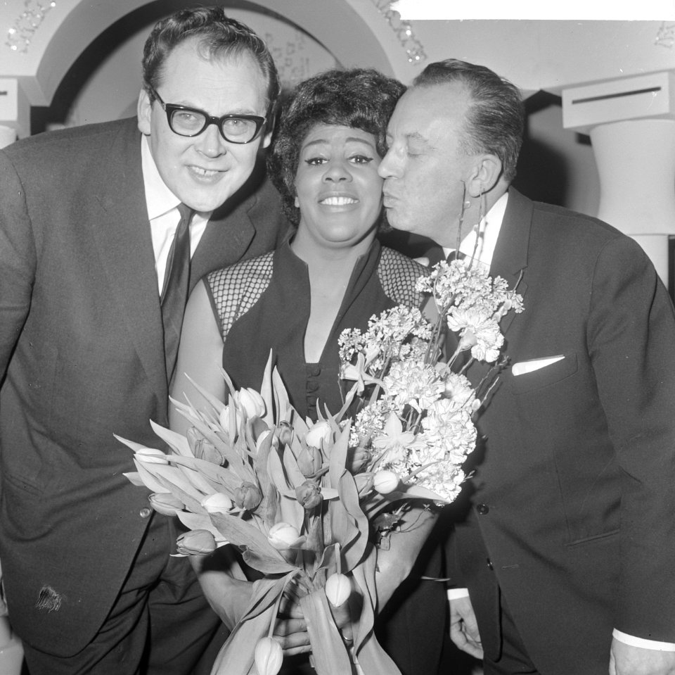 Nationaal Songfestival 1966. Milly Scott wint, v.l.n.r. Gerrit den Braber , Mill, Bestanddeelnr 918-7512