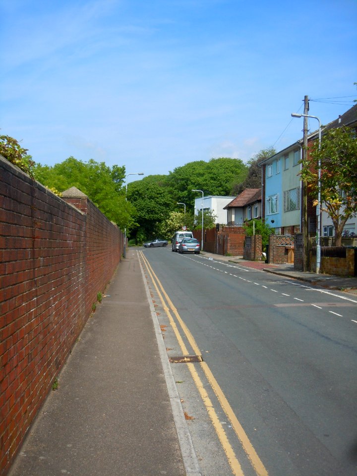 Northward view along Goldstone Lane, Hove (May 2018)